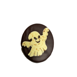 fantôme fourré praliné enrobé de chocolat noir 70%