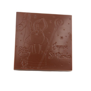 Tablette "St Nicolas" fourrée praliné enrobée chocolat au lait (40% Côte d'Ivoire)