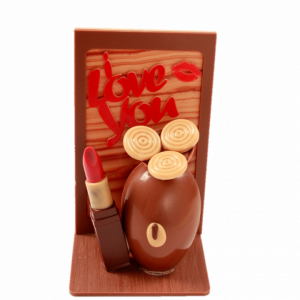 Montage rasoir  chocolat noir 40% Côte d'Ivoire et Rouge à lèvres fourré praliné