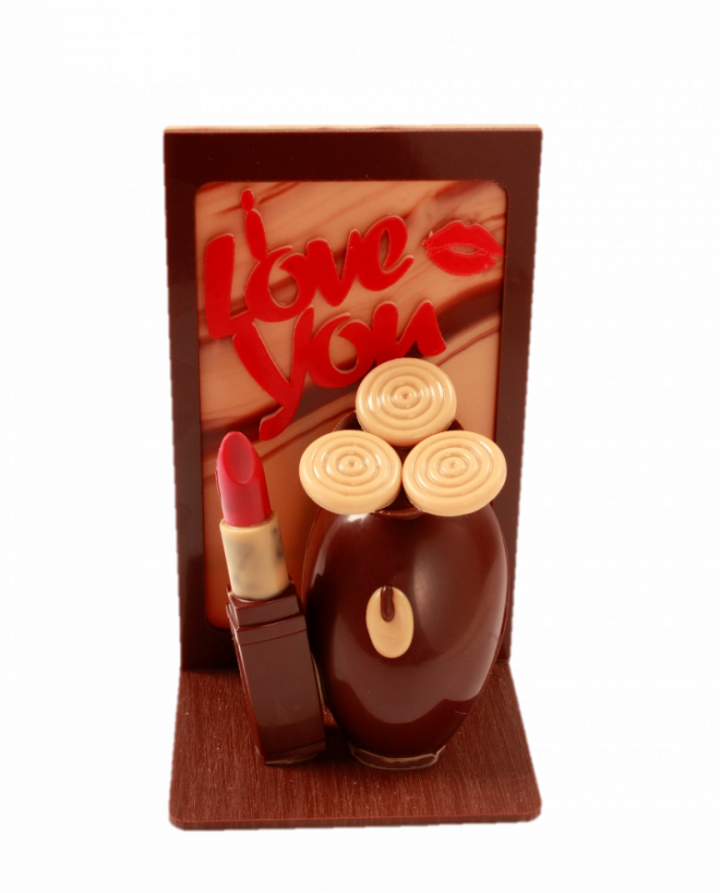 Montage rasoir chocolat noir 70% madagascar et Rouge à lèvres fourré praliné