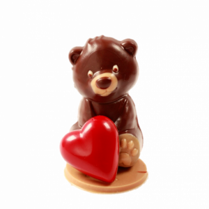 Ourson enrobé de chocolat noir (70% Madagascar) +cœur fourré praliné