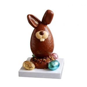 œuf décoré chocolat au lait 40% Côte d'ivoire + 4 petits œufs fourrés praliné T1