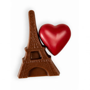 tour Eiffel  chocolat lait 40% Côte d'Ivoire+ coeur fourré praliné