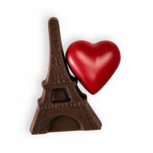 tour Eiffel  chocolat noir 70% madagascar + coeur fourré praliné
